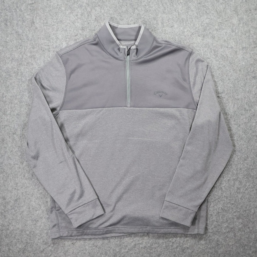 Callaway Quarter Zip Pullover Mens XL Gray Excellent Mock Long Sleeve Fleece